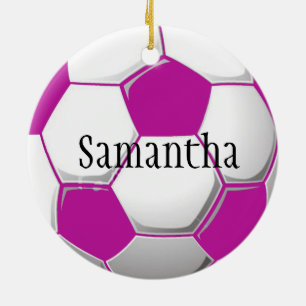 Ornement de soccer rose personnalisé