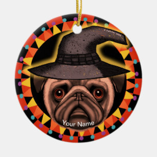 Ornement de sorcière Pug