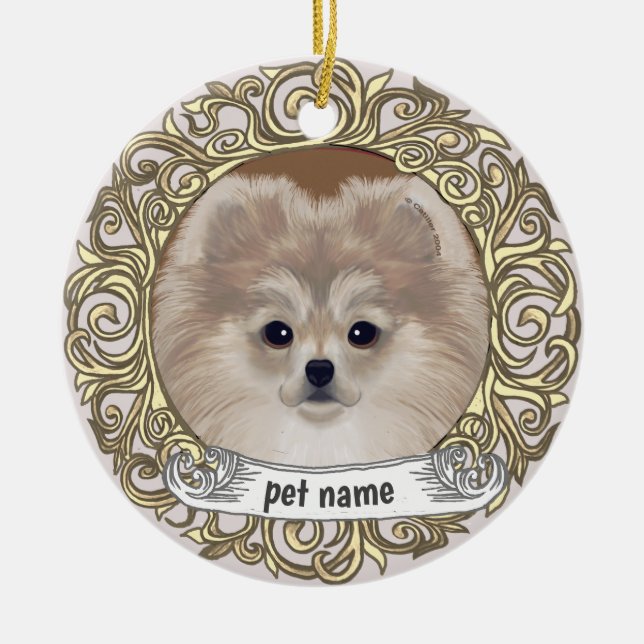 Ornement de souvenir affectueux de chien Poméranie (Devant)