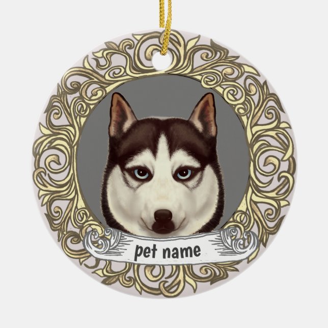 Ornement de souvenir aimant Husky sibérien (Devant)