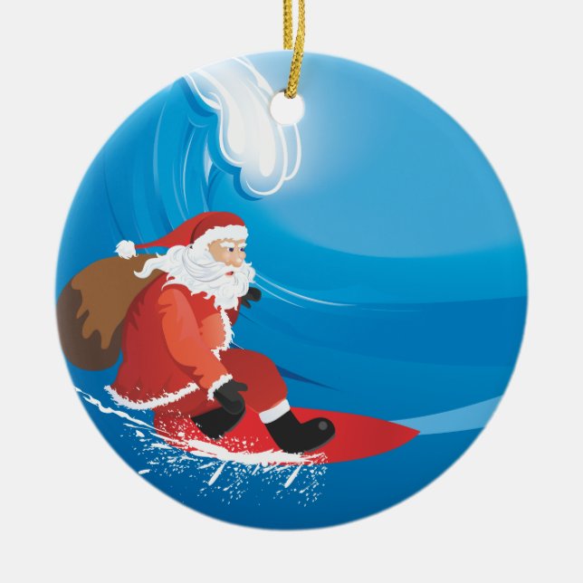 Ornement de surf de Père Noël (Devant)