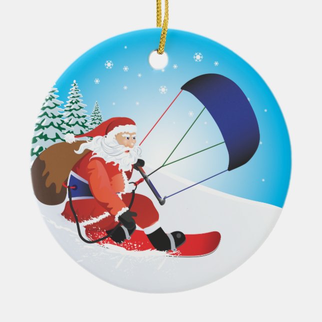 Ornement de surf des neiges de Père Noël Snowkite (Devant)