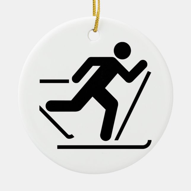 Ornement de symbole de ski de pays croisé (Devant)