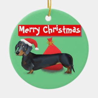 Ornement de teckel de Père Noël de Joyeux Noël