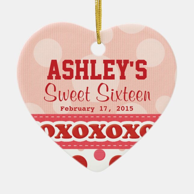 Ornement de thème de coeur de sweet sixteen (Devant)