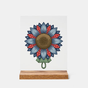 Ornement de tournesol en denim patriotique vintage