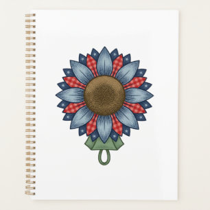 Ornement de tournesol en denim patriotique vintage