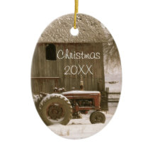 Ornement de tracteur et de Noël de grange