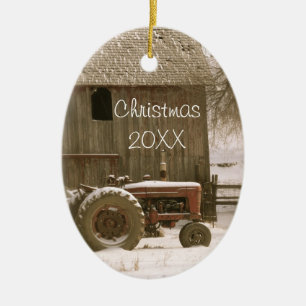Ornement de tracteur et de Noël de grange