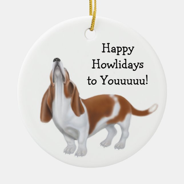 Ornement de vacances d'hurlement Basset Hound (Devant)