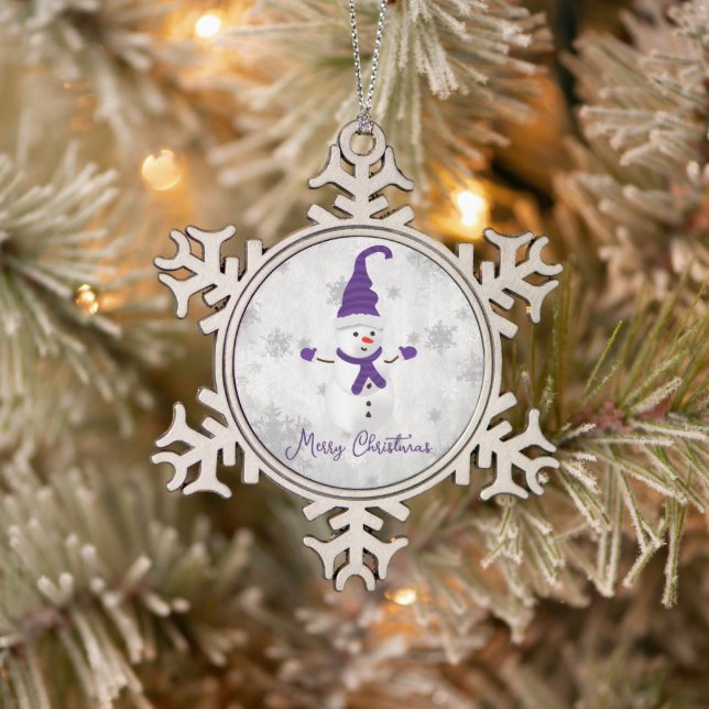 Ornement de vacances pourpre mignon Snowman (Arbre)