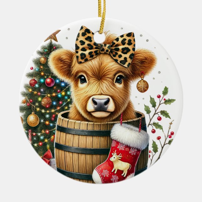 Ornement de vache de Noël Highland (Devant)