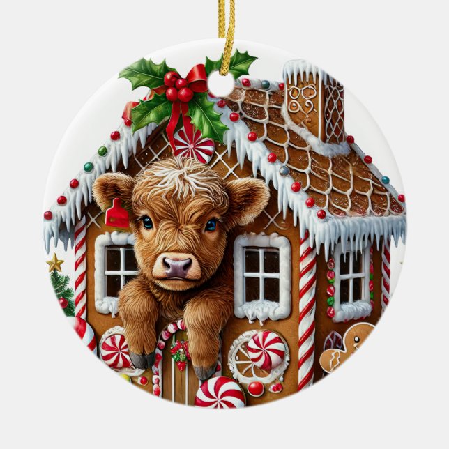 Ornement de vache de Noël Highland (Devant)