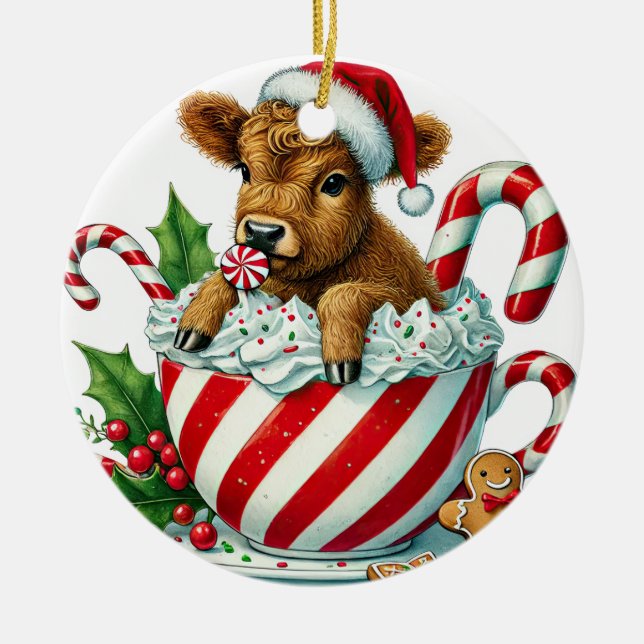 Ornement de vache de Noël Highland (Devant)