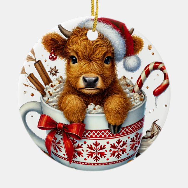 Ornement de vache de Noël Highland (Devant)