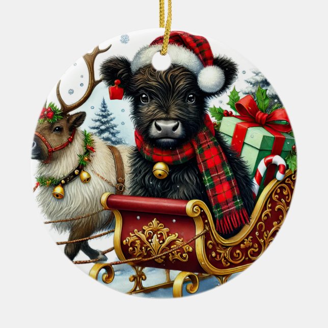 Ornement de vache de Noël Highland (Devant)