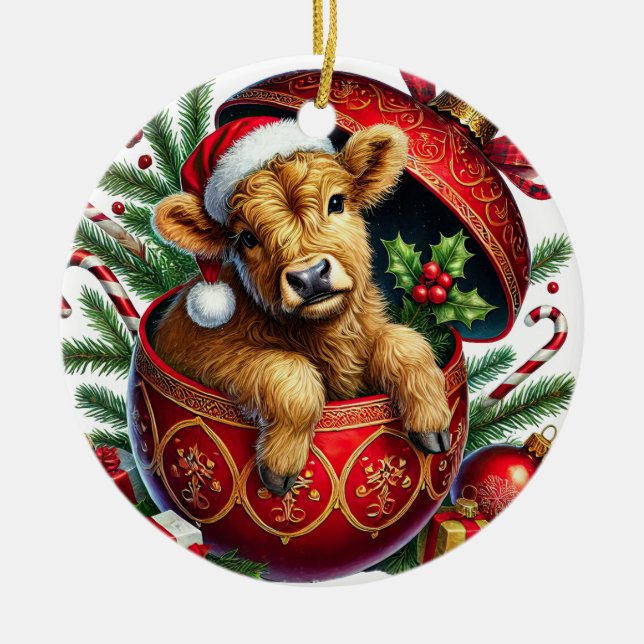 Ornement de vache de Noël Highland (Devant)
