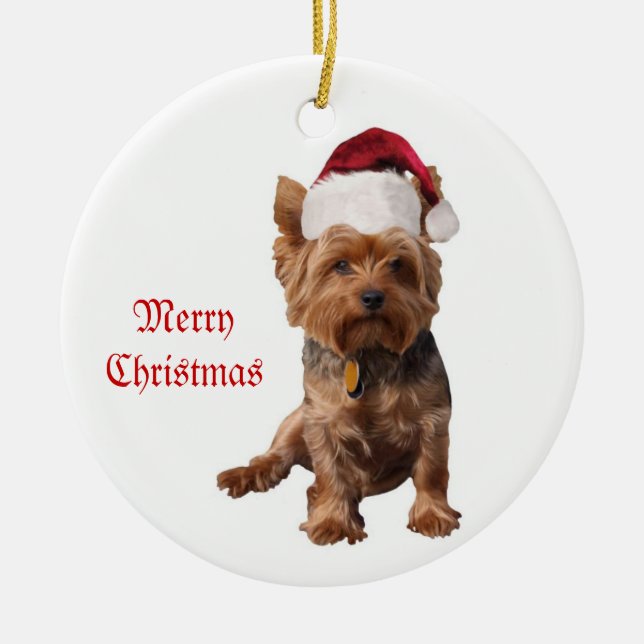 Ornement de Yorkshire Terrier de Joyeux Noël (Devant)