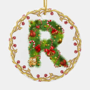 ornement décoré d'un monogramme initial de Noël de
