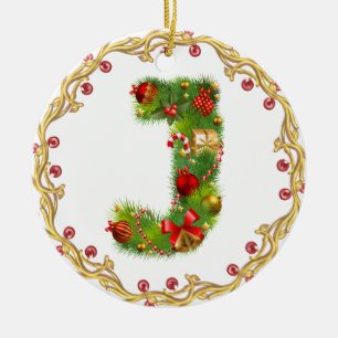 ornement décoré d'un monogramme initial de Noël de
