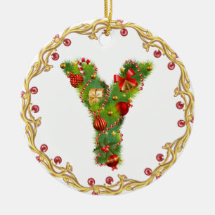 ornement décoré d'un monogramme initial de Noël de