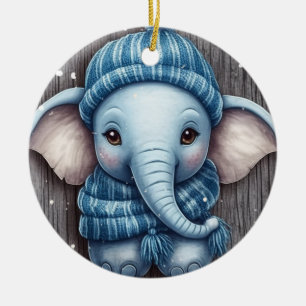 Ornement d'éléphant d'hiver confortable