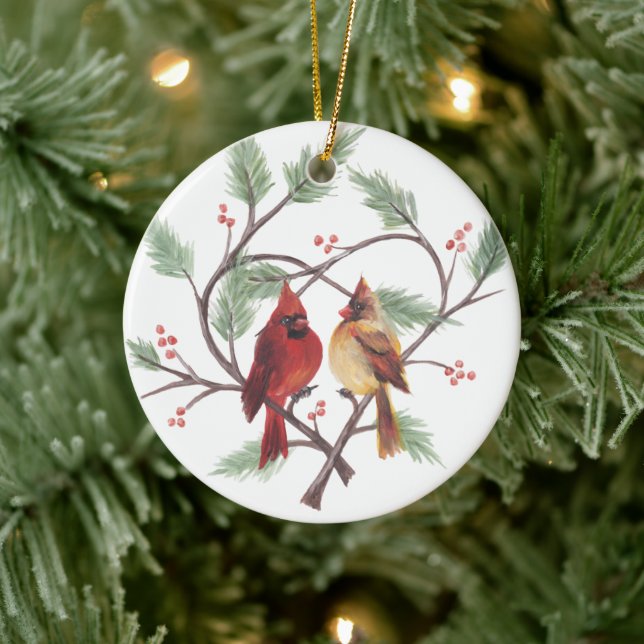 Ornement des cardinaux du coeur des pins (Arbre)