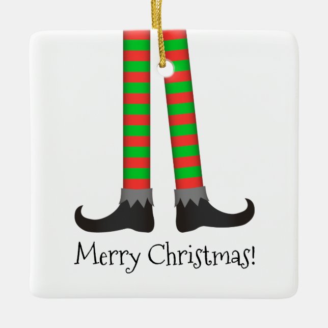 Ornement des jambes d'elfe de Noël - Costume rayé (Devant)