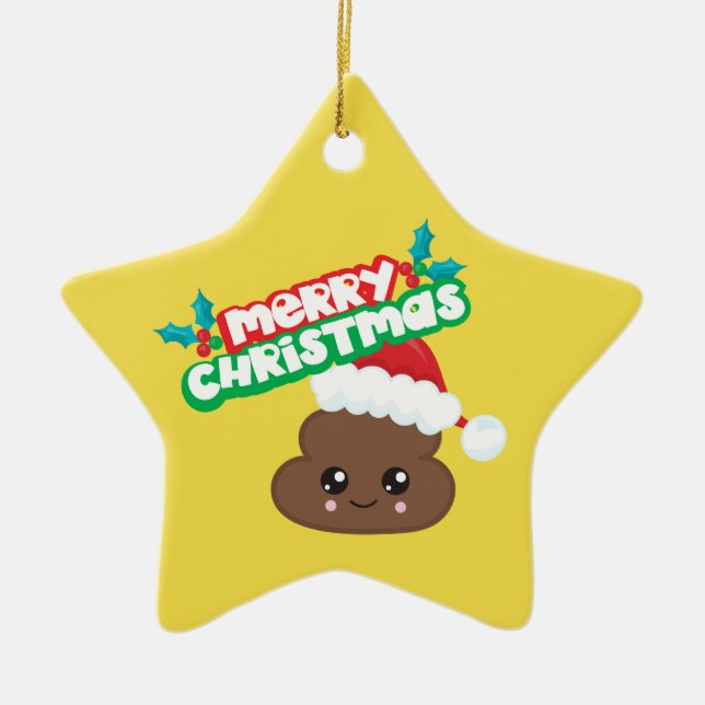 Ornement d'étoile d'Emoji de dunette de Joyeux (Devant)