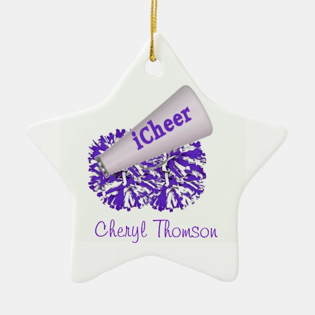Ornement d'étoile violet et blanc Pom-pom girl (Devant)