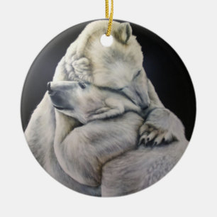 Ornement d'étreinte d'ours blanc