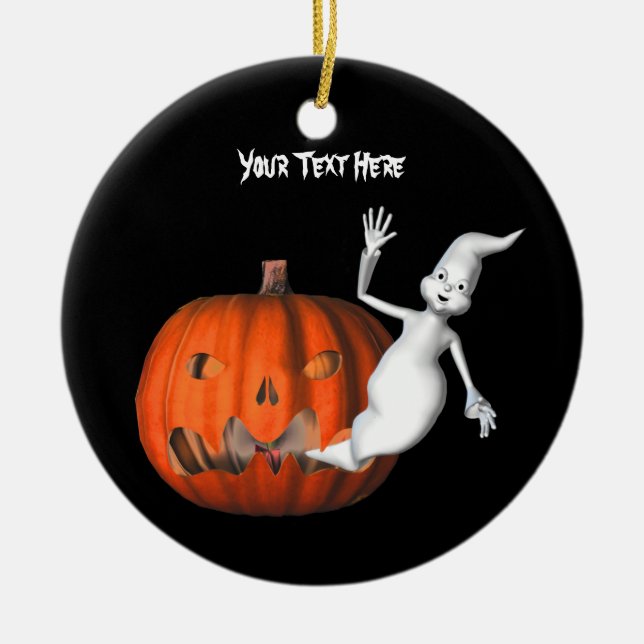 Ornement d'Halloween Citrouille Ghost mignon (Devant)