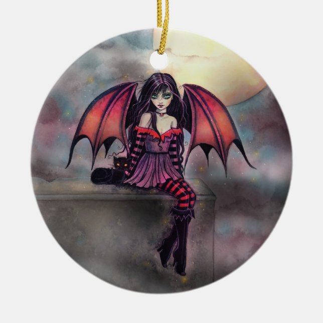 Ornement d'Halloween de petite fée vampire gothiqu (Devant)