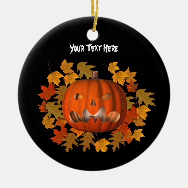 Ornement d'Halloween Feuille de Jack-o'-lantern (Devant)