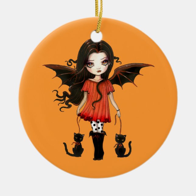 Ornement d'Halloween petit vampire avec chats (Devant)