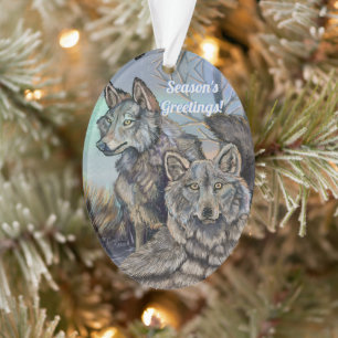 Ornement d'hiver des loups de l'Arctique
