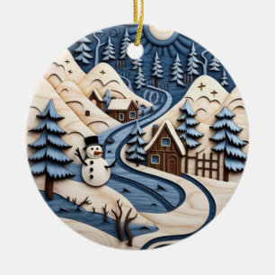 Ornement d'hiver du village de Snowman