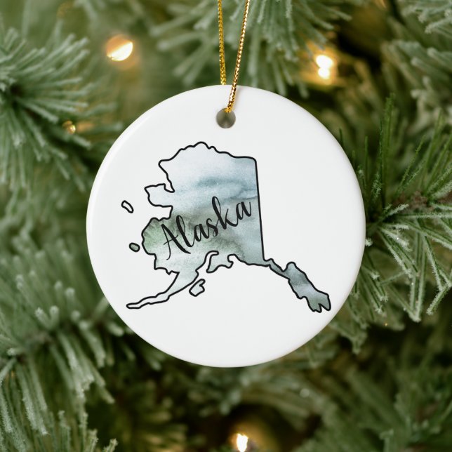 Ornement d'illustration de l'état de l'Alaska (Arbre)