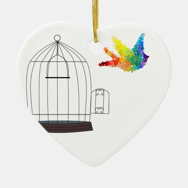 Ornement d'oiseau de puzzle de sensibilisation sur (Devant)