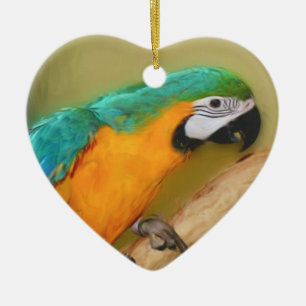 Ornement d'oiseaux de perroquet bleu or macaw