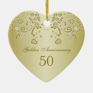 Ornement d'or d'anniversaire de mariage de remous