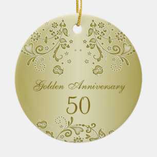 Ornement d'or d'anniversaire de mariage de remous