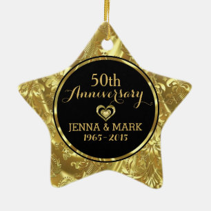Ornement du 50e anniversaire du Mariage noir et or