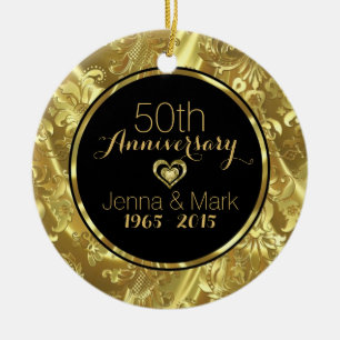 Ornement du 50e anniversaire du Mariage noir et or