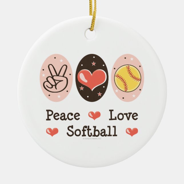 Ornement du base-ball d'amour de paix (Devant)