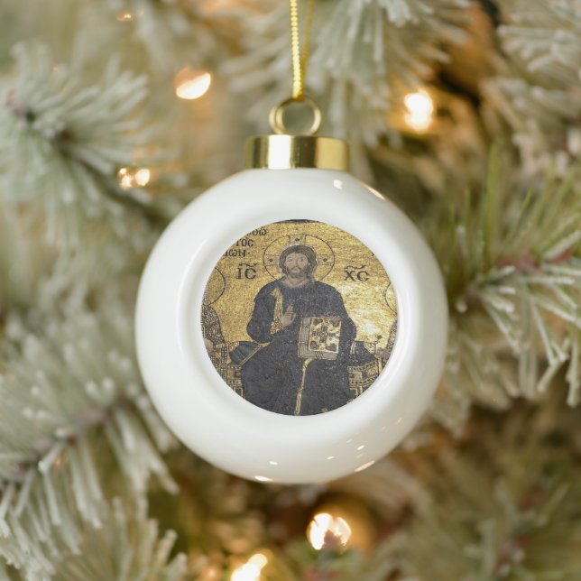 Ornement du cadre de flocon de neige Jésus Mosaïqu (Arbre)