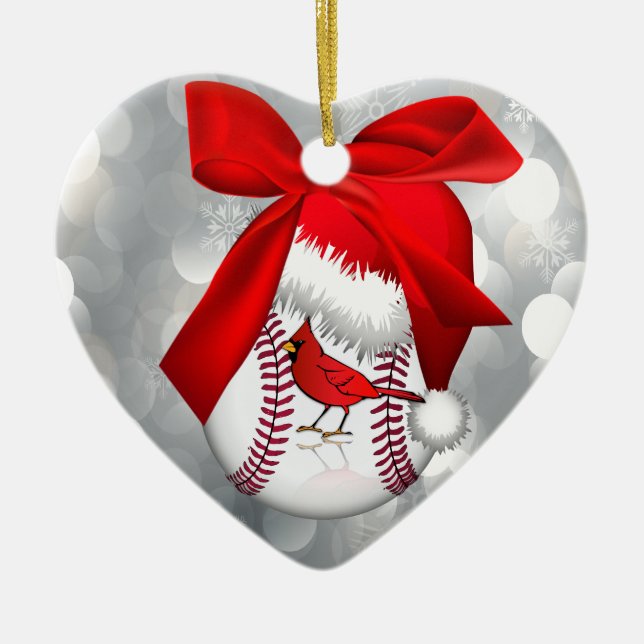Ornement du cardinal de baseball Santa Hat (Devant)