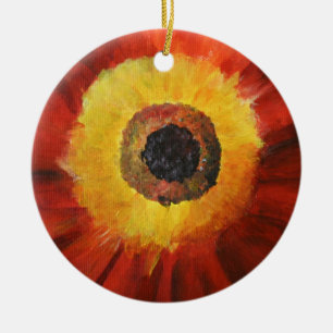 Ornement du Cercle d'Art de Fleur Rouge Jaune
