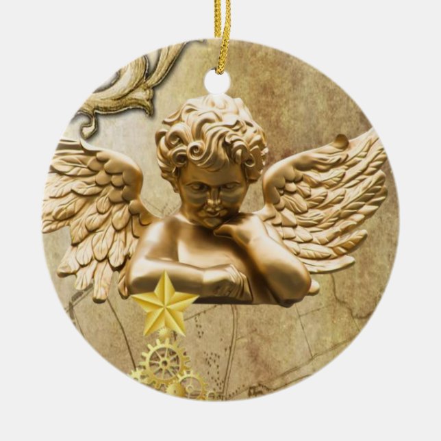 Ornement du cercle de Noël, Ange d'or (Devant)