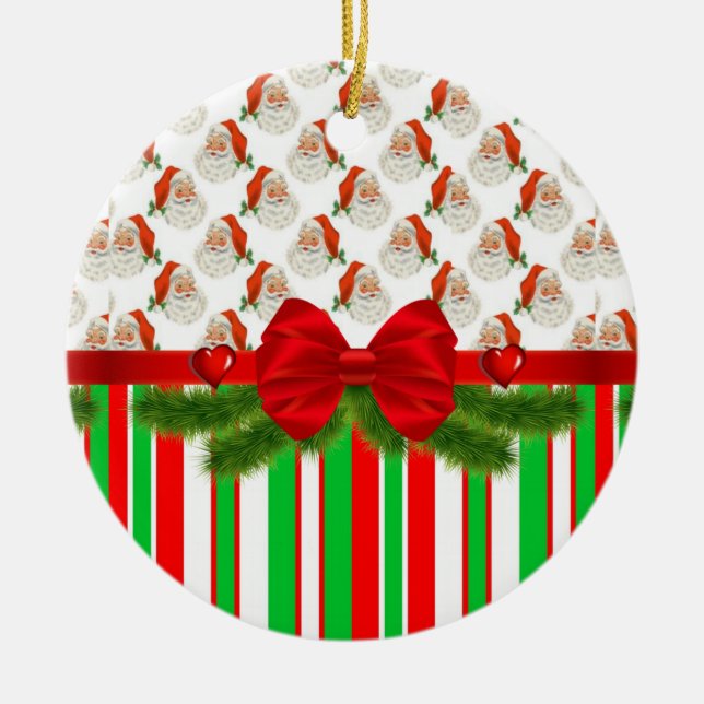 Ornement du cercle de Noël, Père Noël Stripe (Devant)